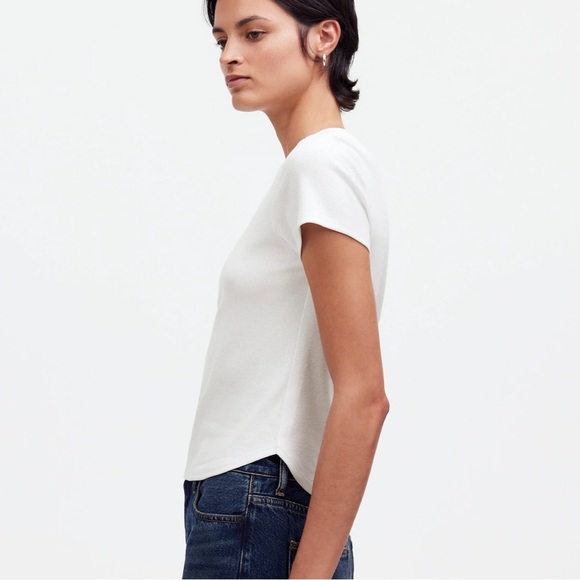 Madewell eyelet white (Re)generative Cotton Ribbed Crewneck Tee - Picture 3 of 5